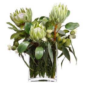 Protea/ Rosemary/Wolly in Glass Vase