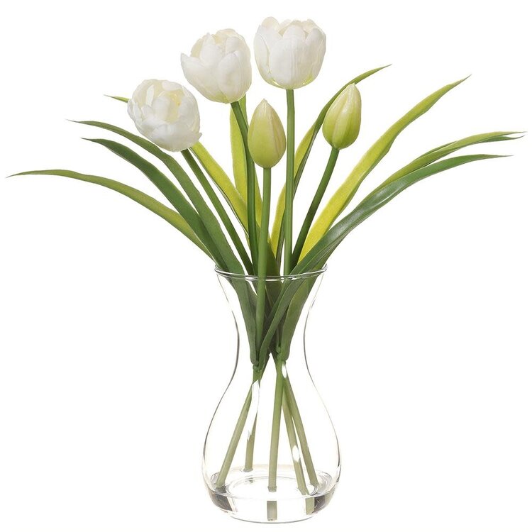 13" Tulip in Glass Vase