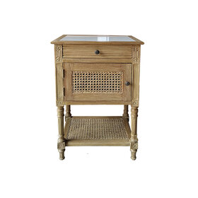 Beyond Borders Bjorn Marble Top Nightstand- Weathered Barrel