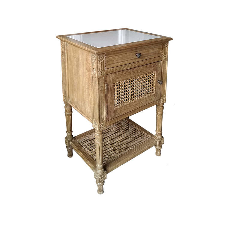 Beyond Borders Bjorn Marble Top Nightstand- Weathered Barrel