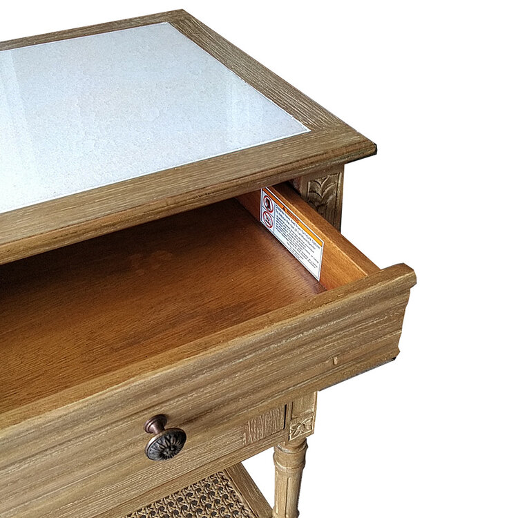 Beyond Borders Bjorn Marble Top Nightstand- Weathered Barrel