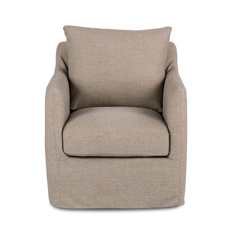 Four Hands Banks Slipcover Swivel Chair- Alcala Taupe