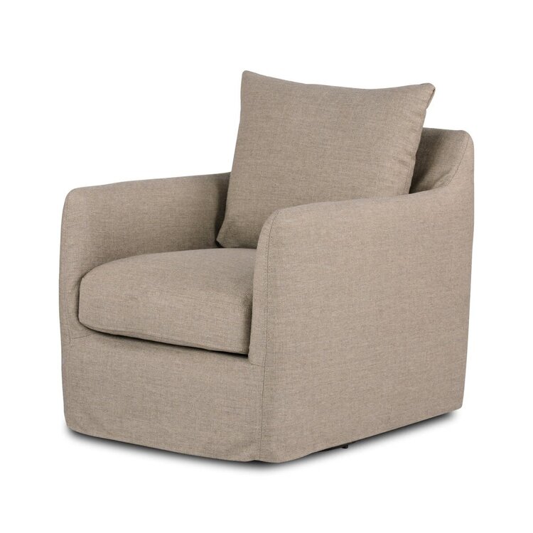 Four Hands Banks Slipcover Swivel Chair- Alcala Taupe