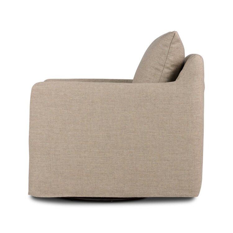 Four Hands Banks Slipcover Swivel Chair- Alcala Taupe