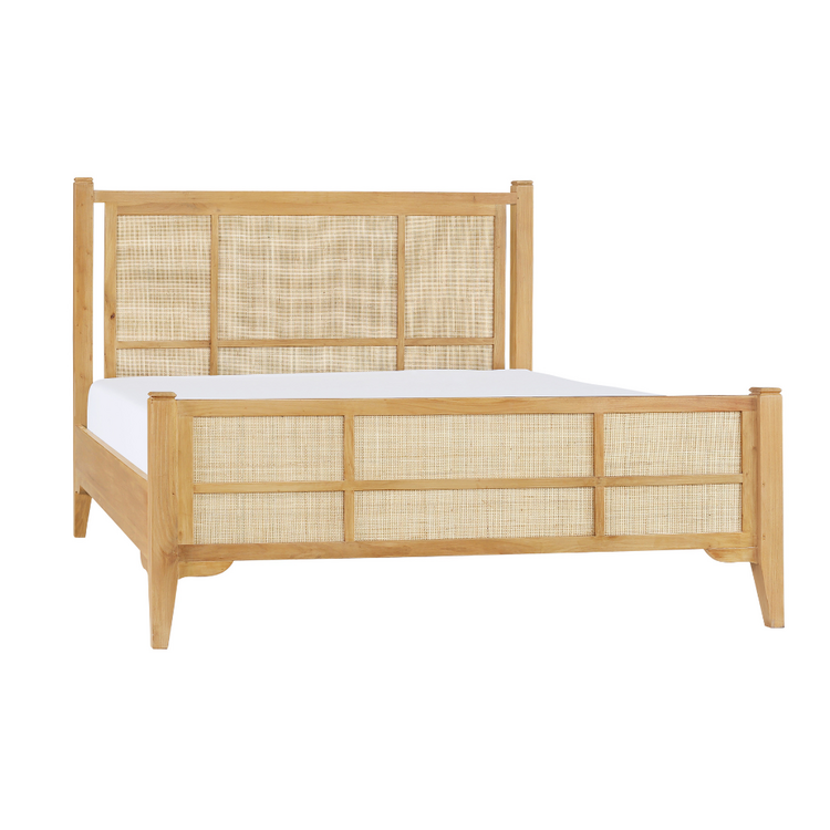 Beyond Borders Ava Cane Bed, King Natural Bleached