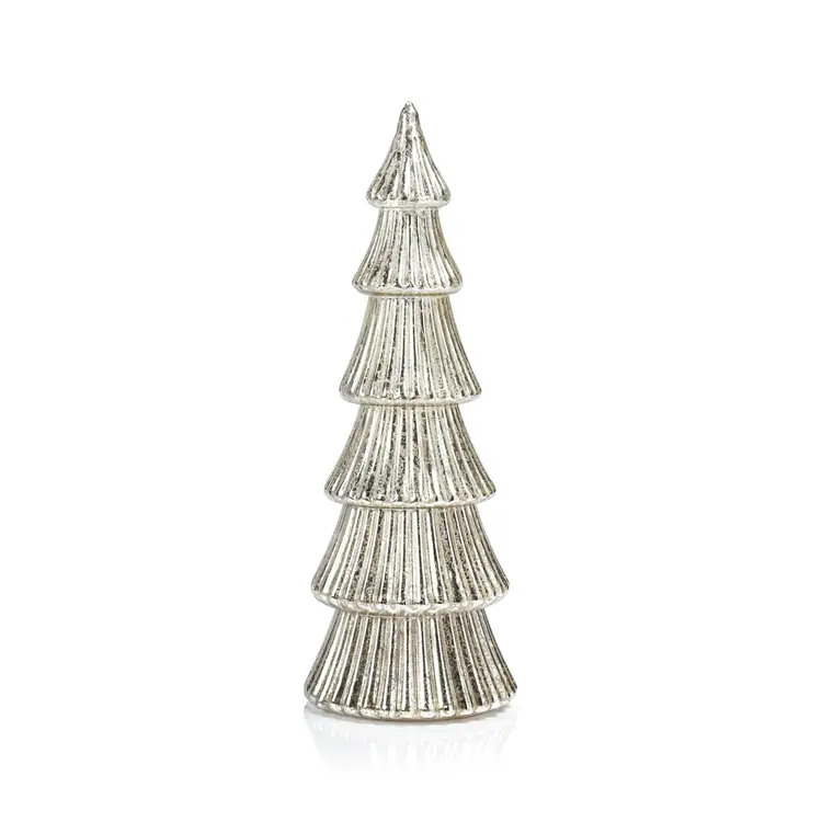 LED Ribbed Antique- Large Silver Tree