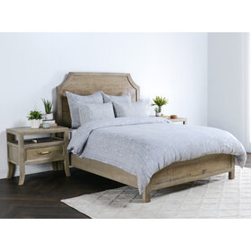 French Herringbone 3pc Duvet Set, Storm Queen