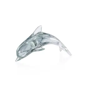 Marinella Decorative Glass Dolphin, Gray 8"