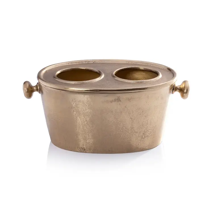 Alloy Two Bottle Wine Holder- Gold