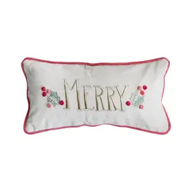 Merry Embroidered Pillow