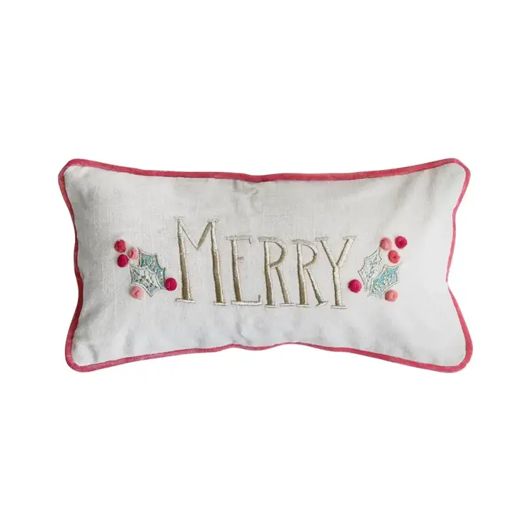 Merry Embroidered Pillow