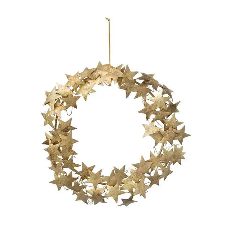 13" Round Embossed Metal Stars Wreath