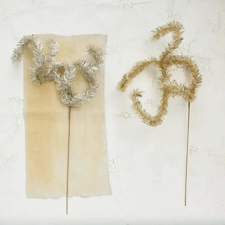 20" H Tinsel Stem- Antique Silver Finish