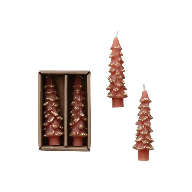 Unscented Tree Shaped Taper Candles- Coral