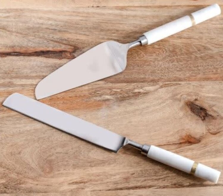 14" Marble Dessert Serving Set