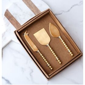3 PC. Gold Ball Cheese Knife Set