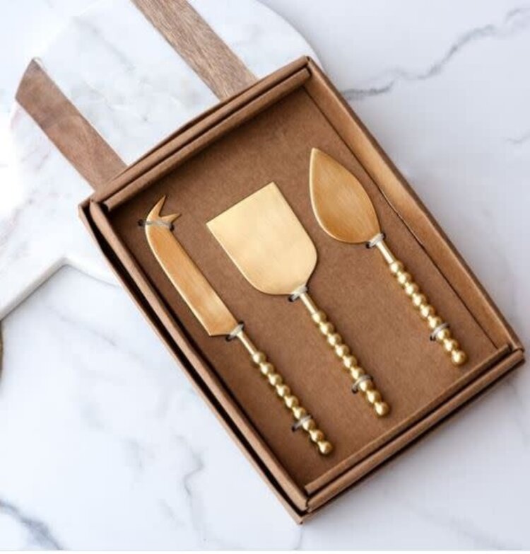 3 PC. Gold Ball Cheese Knife Set