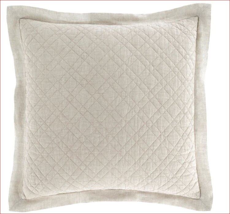 Washed Linen Quilted, Natural Euro Sham