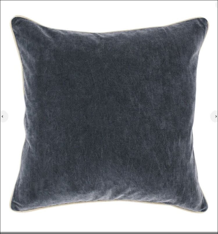 SLD Heirloom Velvet Stone Gray Pillow, 22' x 22"