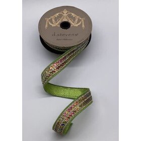 Metallic Dupion Iris Herringbone Center Trim, Lime Green