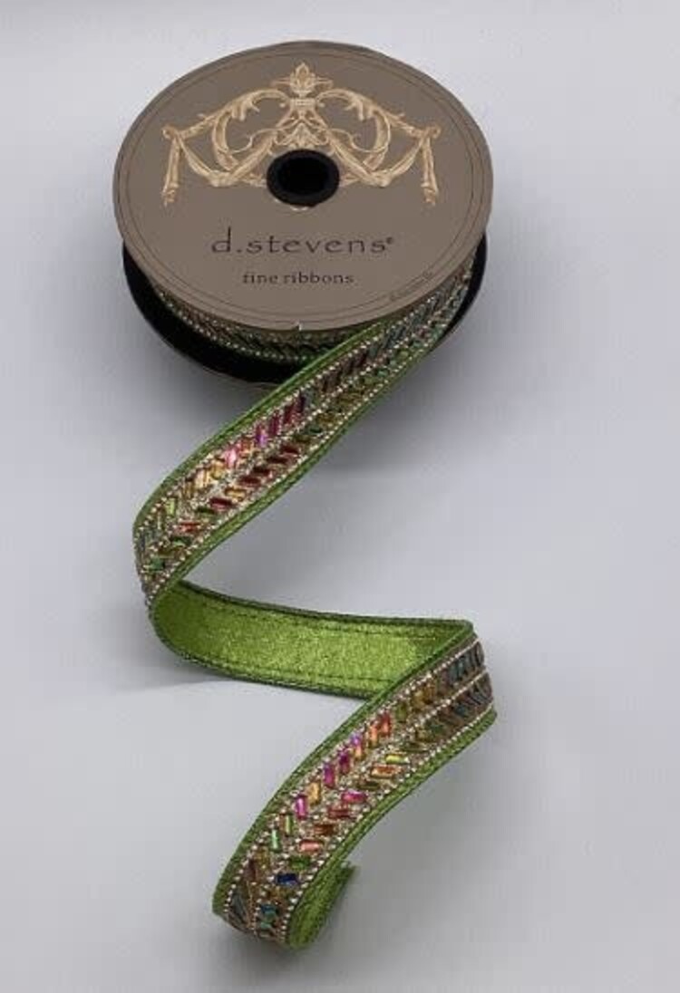 Metallic Dupion Iris Herringbone Center Trim, Lime Green