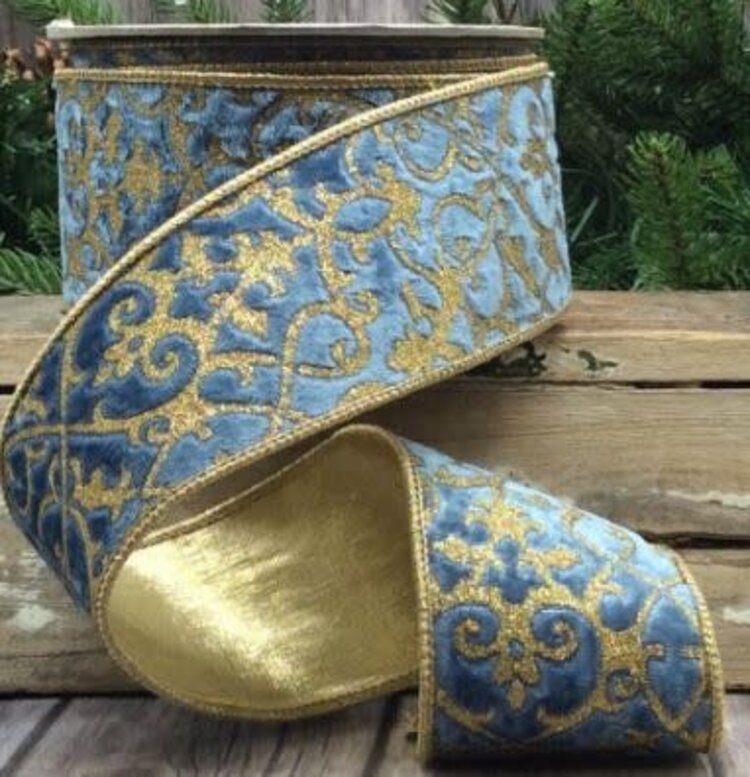 Velvet Glitter Treillage, Dusty Blue