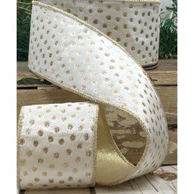 Velvet Polka Dot Gold Glitter, White
