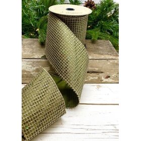 Taffeta Glitter Mesh, Platinum/Sage Green