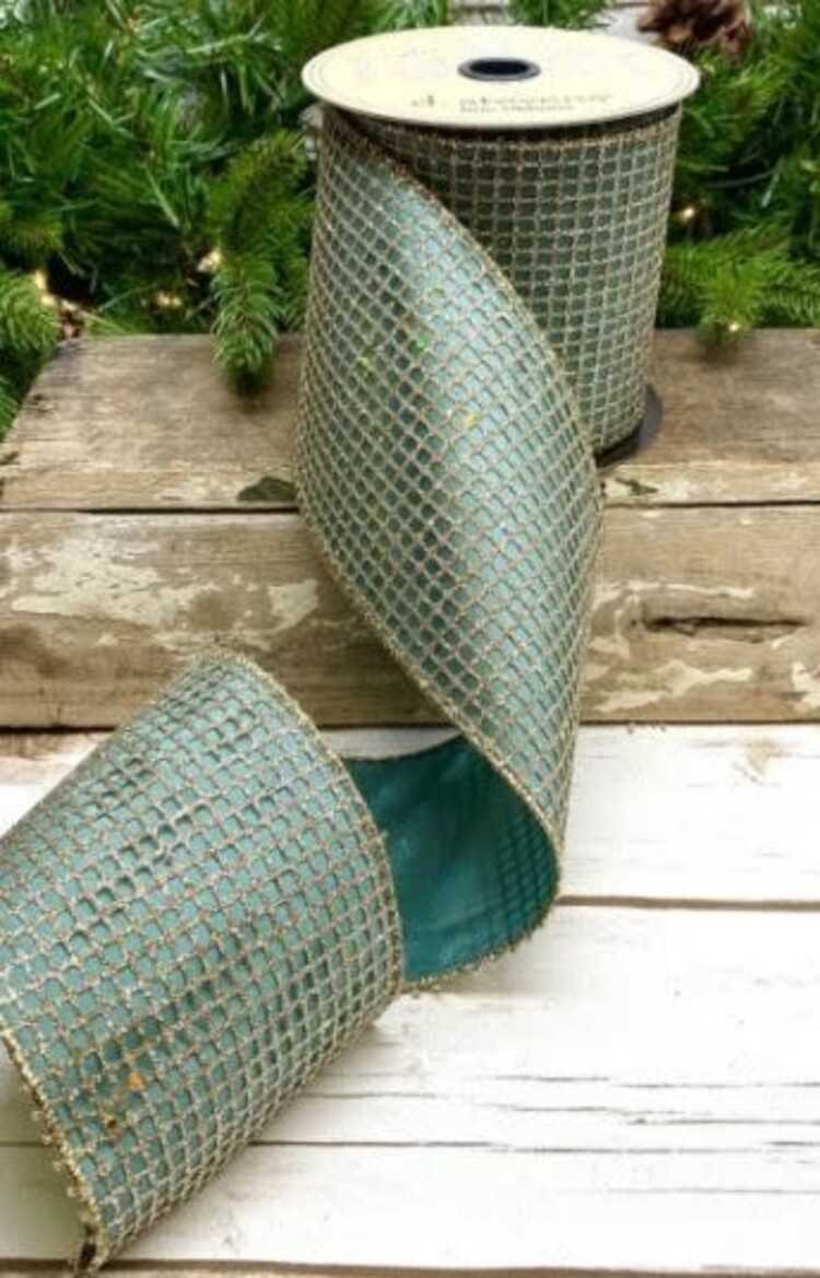 Taffera Glitter Mesh, Platinum/Celadon