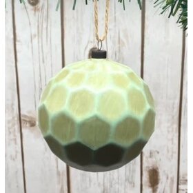 Hand-Blown Hexagon Glass Bauble, Celadon