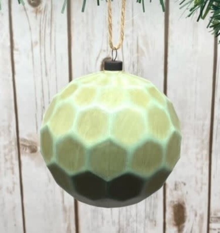 Hand-Blown Hexagon Glass Bauble, Celadon