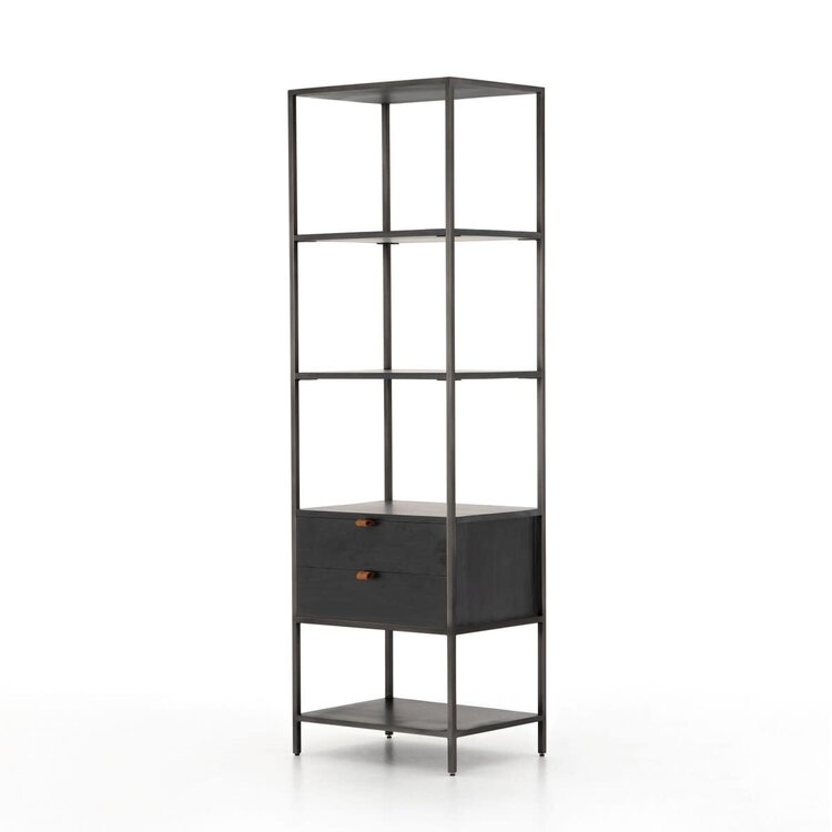 Four Hands Trey Bookshelf- Black Wash Popular