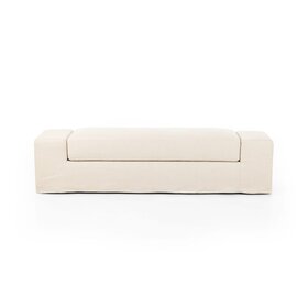 Four Hands Wide Arm Slipcover Accent Bench- Brussels Natural