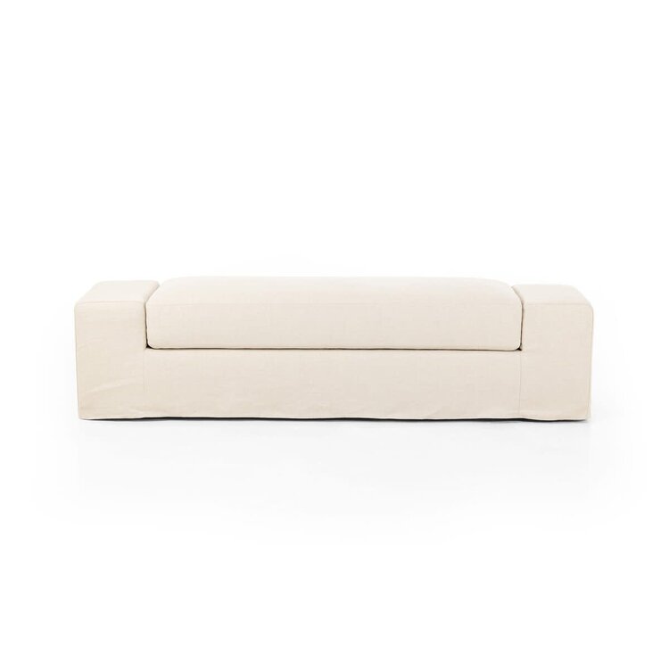 Four Hands Wide Arm Slipcover Accent Bench- Brussels Natural