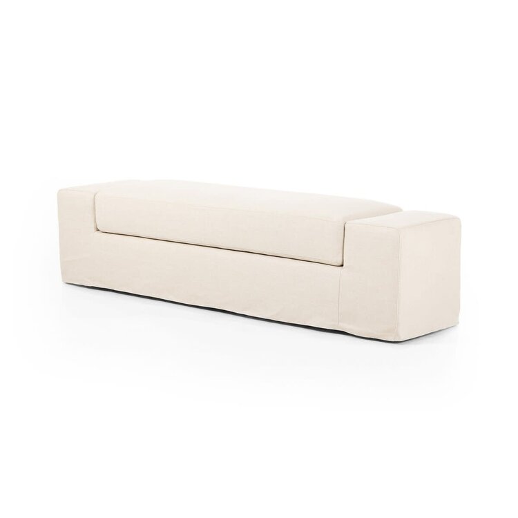 Four Hands Wide Arm Slipcover Accent Bench- Brussels Natural