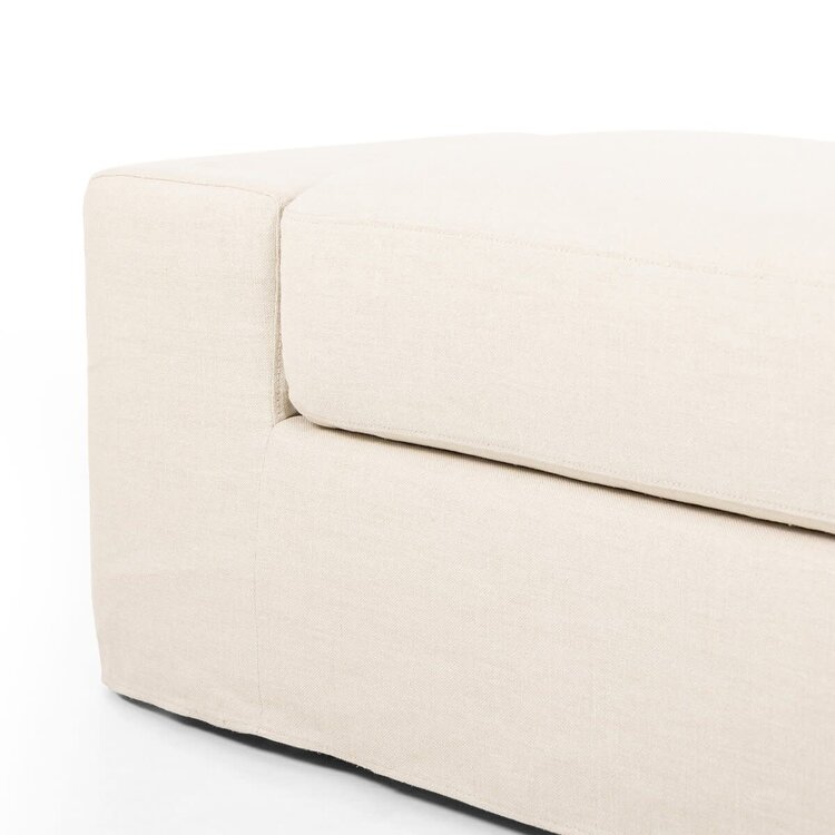 Four Hands Wide Arm Slipcover Accent Bench- Brussels Natural