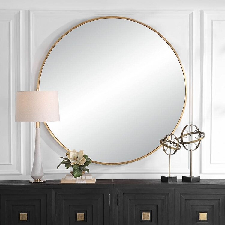 Junius Large Round Mirror- Gold