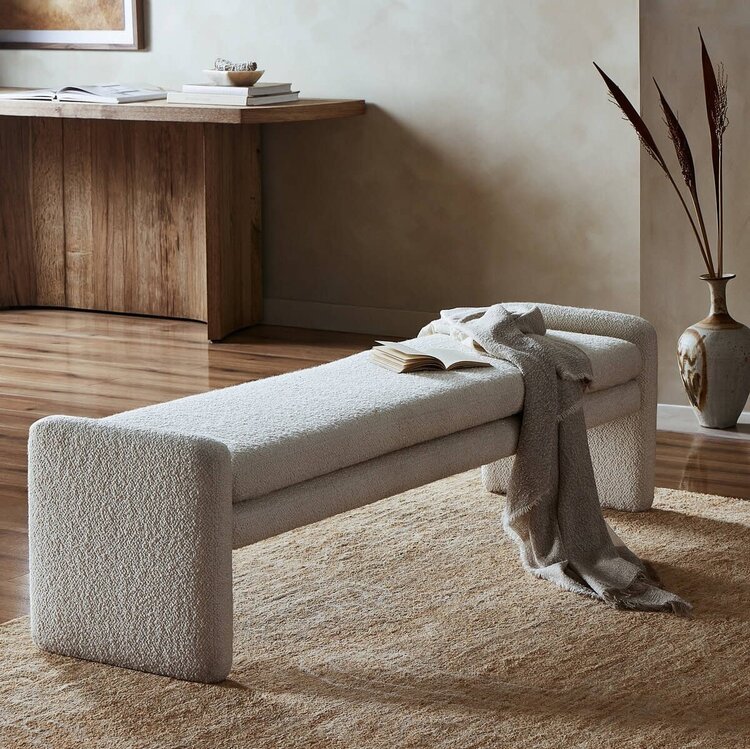 Four Hands Serena Accent Bench- Durham Cream
