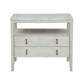 Beyond Borders Giselle Nightstand- White Wash Mango Wood