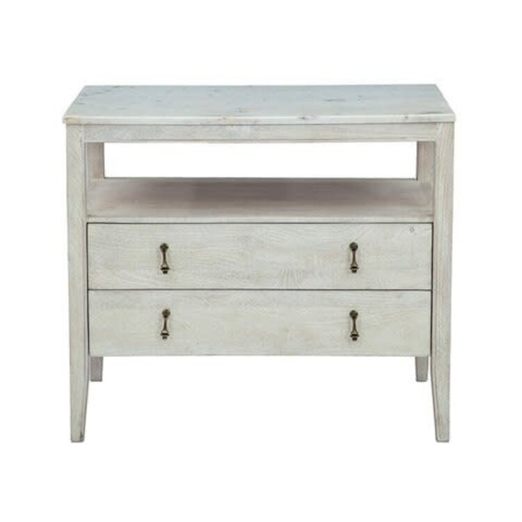 Beyond Borders Giselle Nightstand- White Wash Mango Wood
