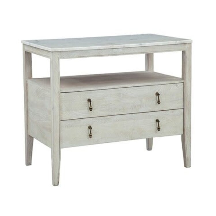 Beyond Borders Giselle Nightstand- White Wash Mango Wood
