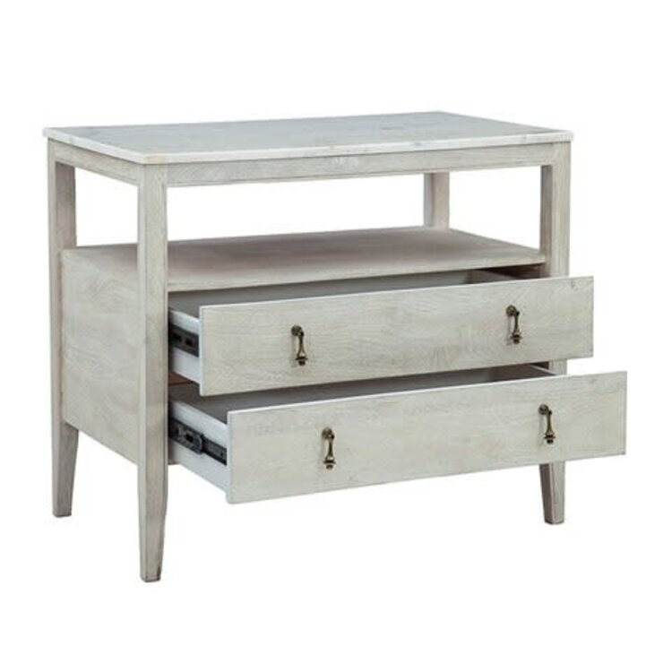Beyond Borders Giselle Nightstand- White Wash Mango Wood