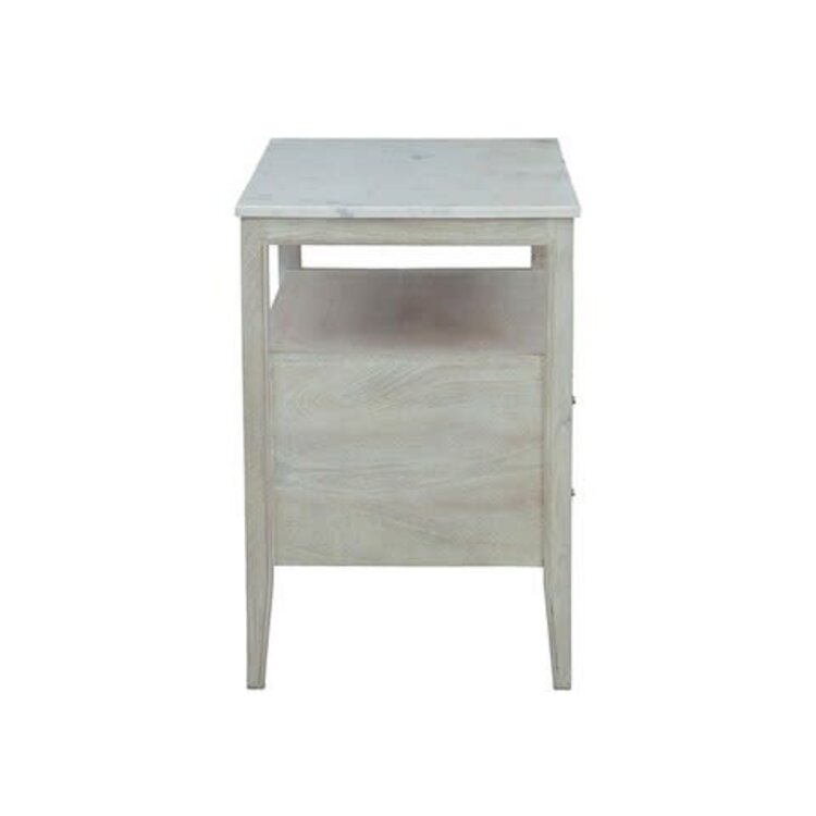Beyond Borders Giselle Nightstand- White Wash Mango Wood