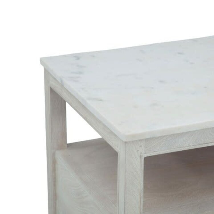 Beyond Borders Giselle Nightstand- White Wash Mango Wood