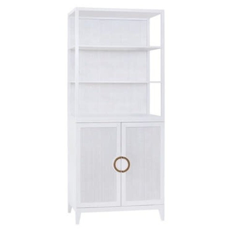 Beyond Borders Annisa Tall Bookcase- Salt Water White