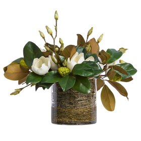 Magnolia/Twig Arrangement in Glass Vase