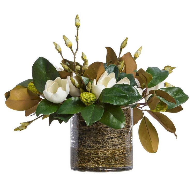 Magnolia/Twig Arrangement in Glass Vase