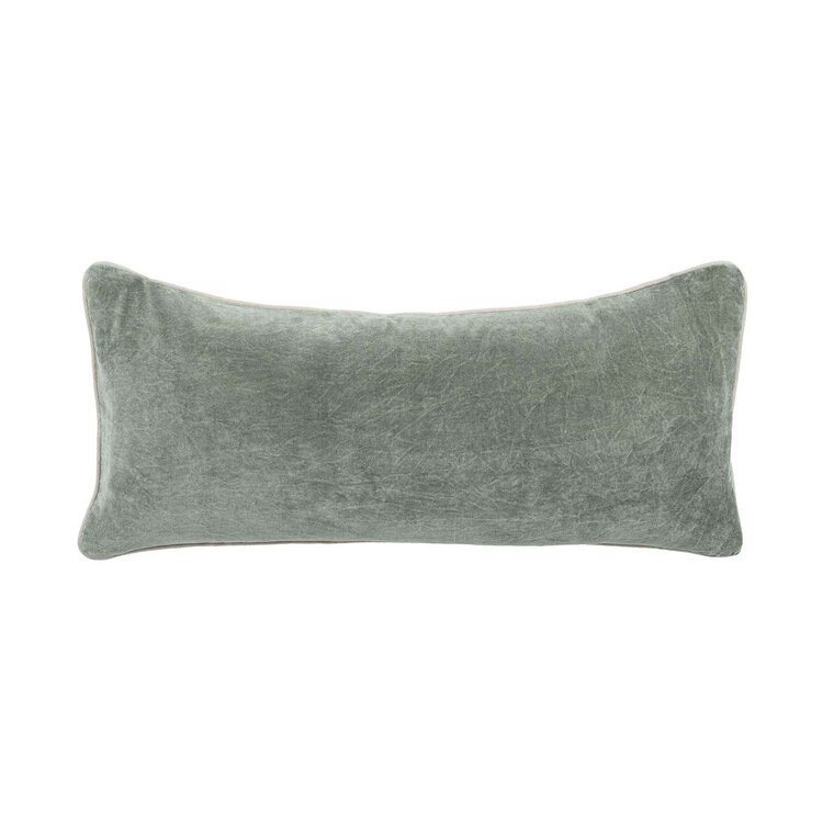 SLD Herirloom Velvet Bay Green Pillow, 16" x 36"