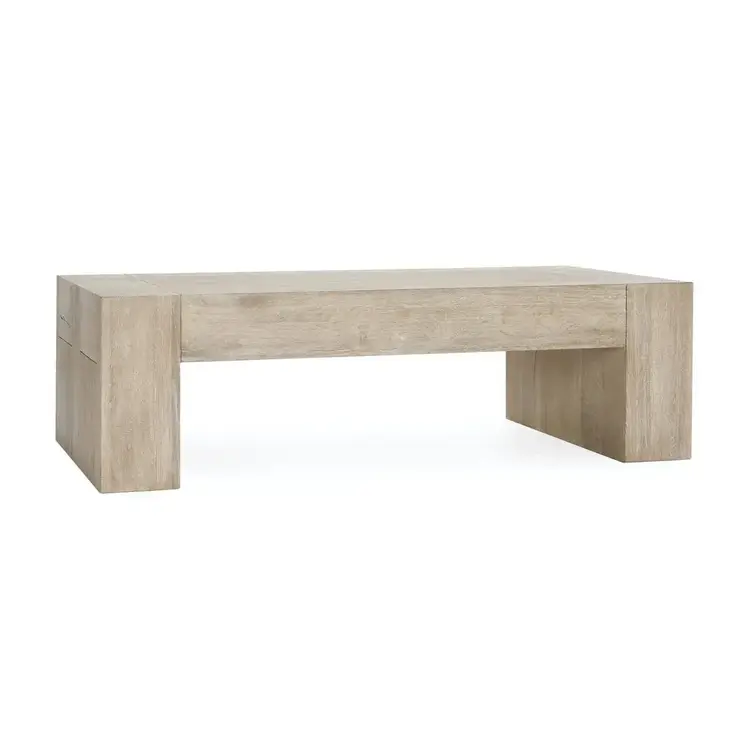 Bristol Solid Wood Rectangular Coffee Table- Aged Cream