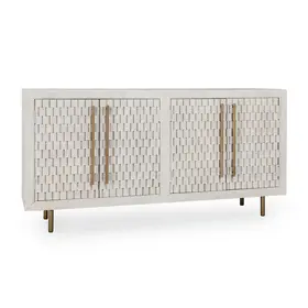 Norwood Solid Wood 4 Door Buffet- Coastal White